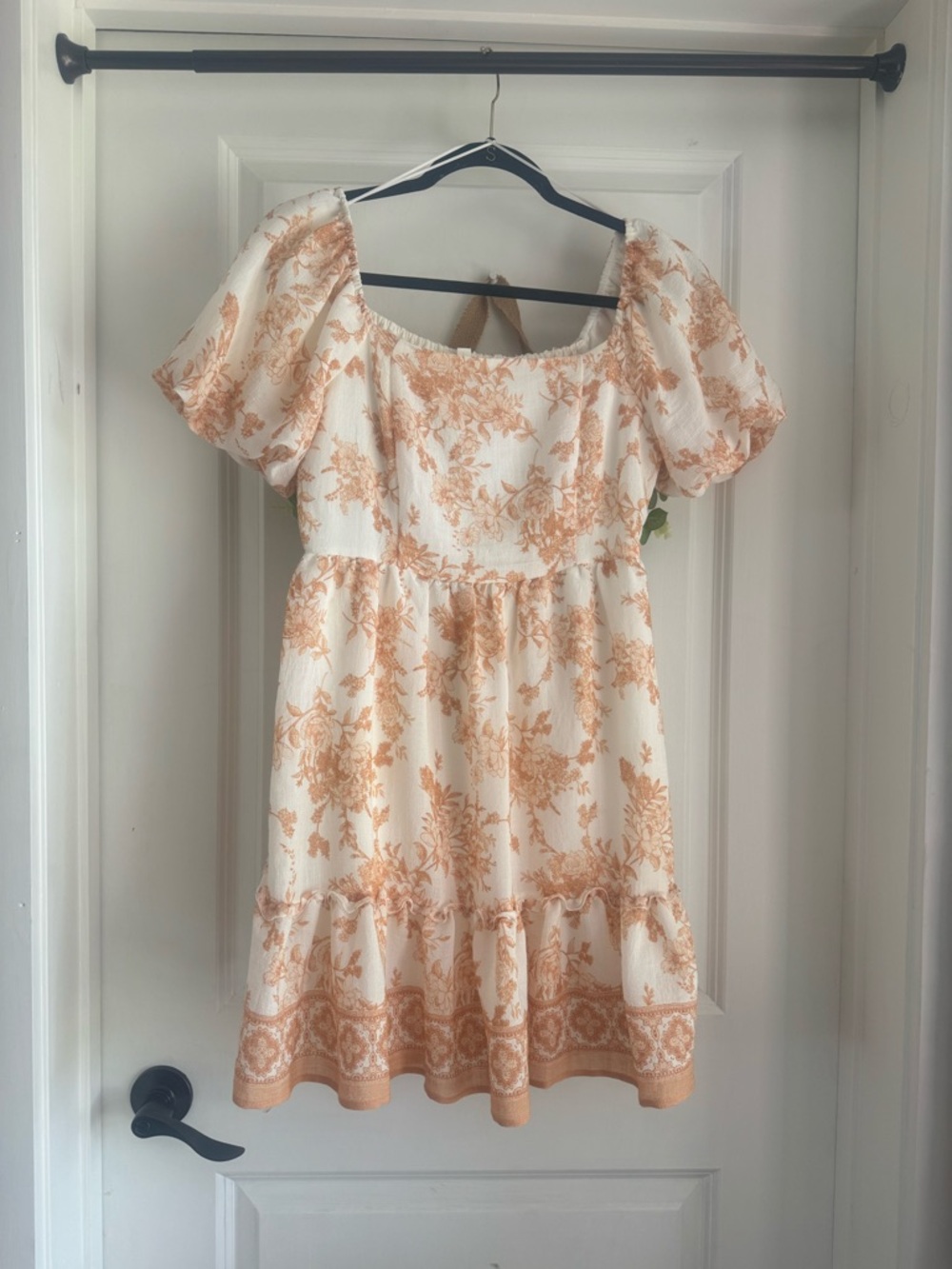Blu Pepper Cream Mini Dress with Peach Floral Print
